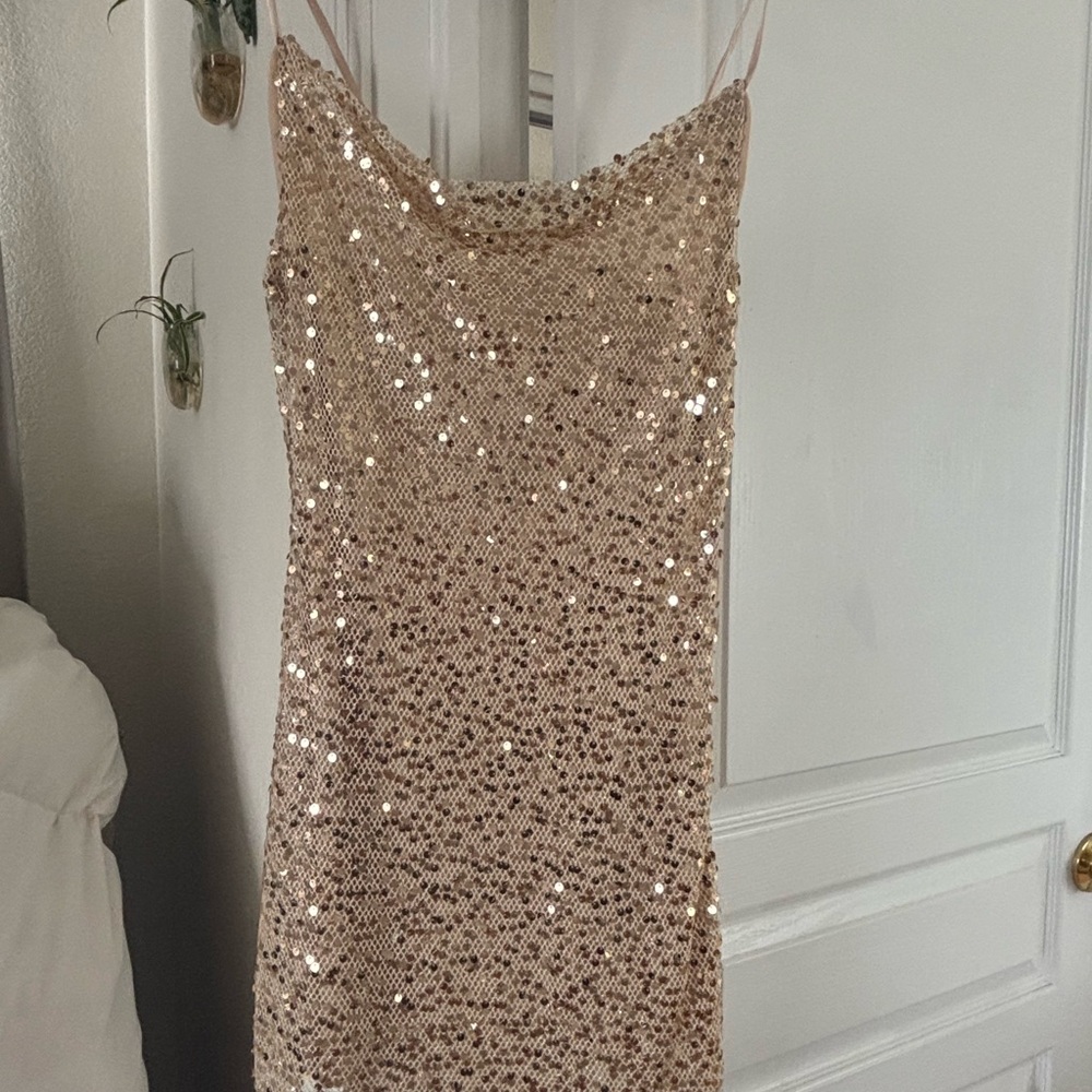 12th Tribe Sparkling Mini Dress in Gold